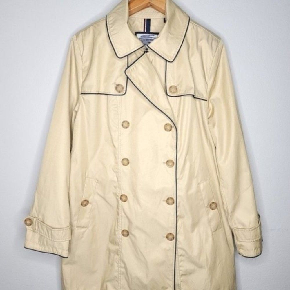 Tommy Hilfiger khaki buttoned trench coat with pockets size XXL
